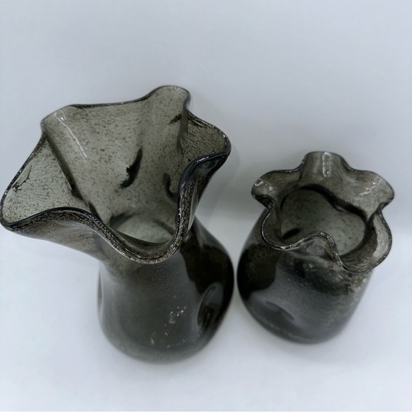 MCM Euroline Hand Blown Brown Set of 2 Glass Vases Super cool - Picture 2 of 6